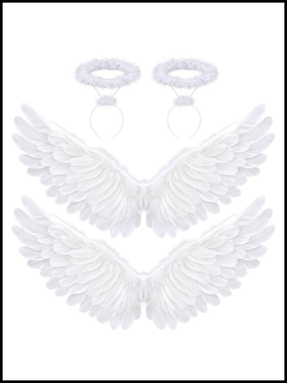 2 Pack Angel Wings and Halo Headband Costume Accessory Set Feather